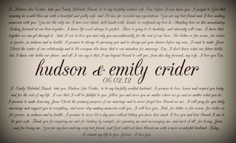  Wedding Vows - Hudson and Emily